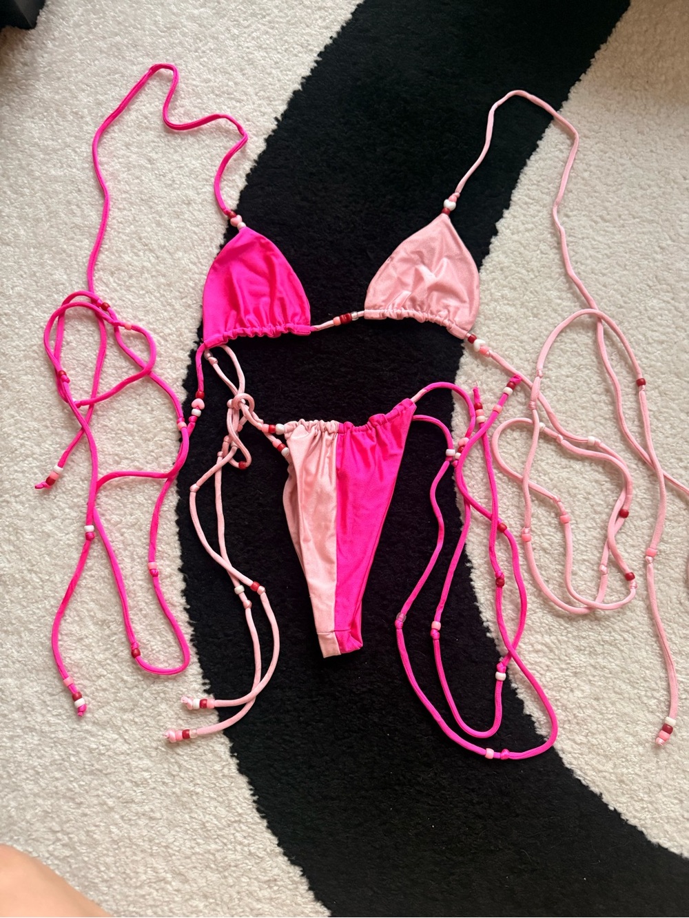 Hot Pink & Light Pink String Bikini Set
